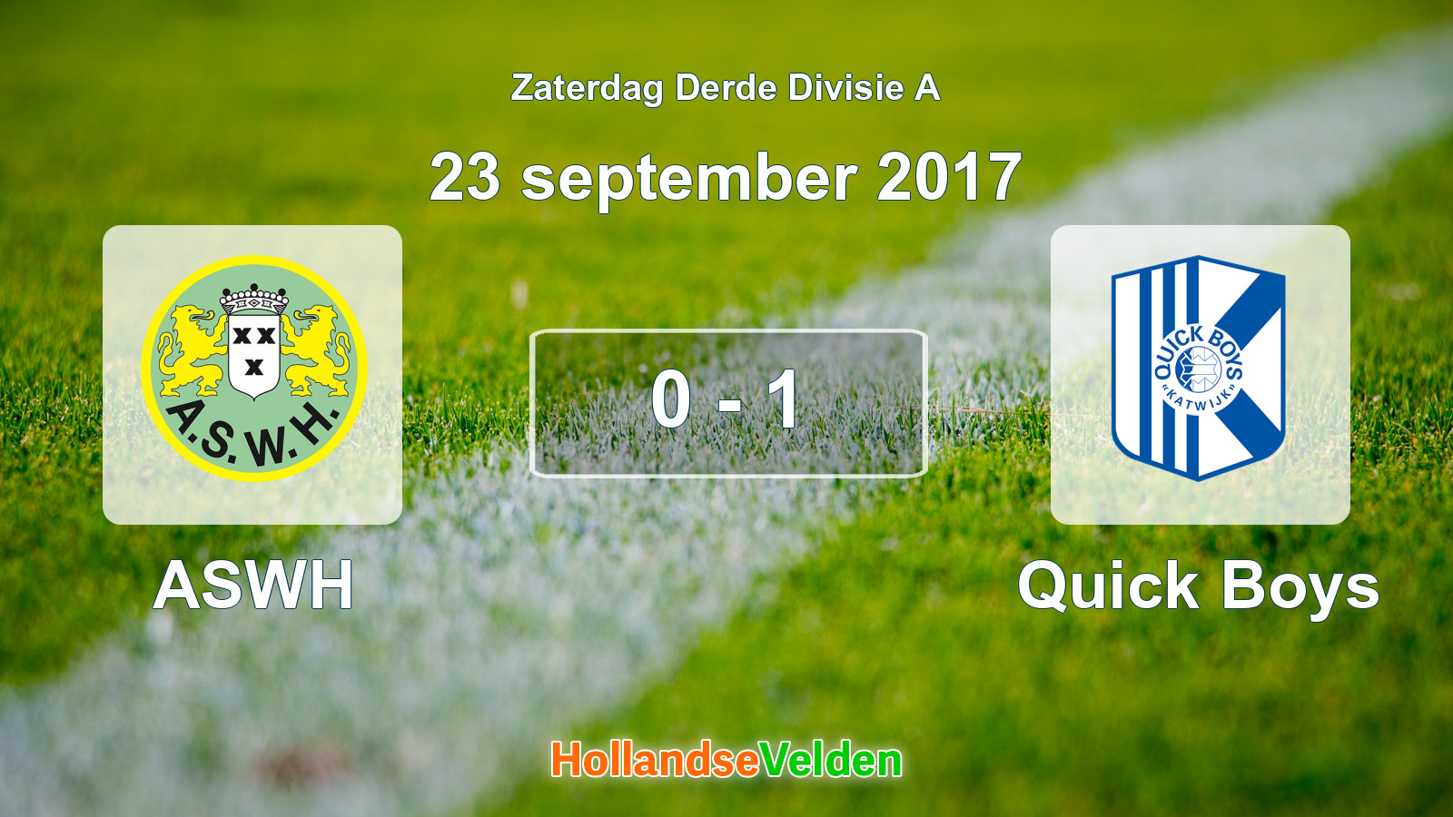 Gespeelde wedstrijd: ASWH - Quick Boys 0 - 1 (23 september 2017)