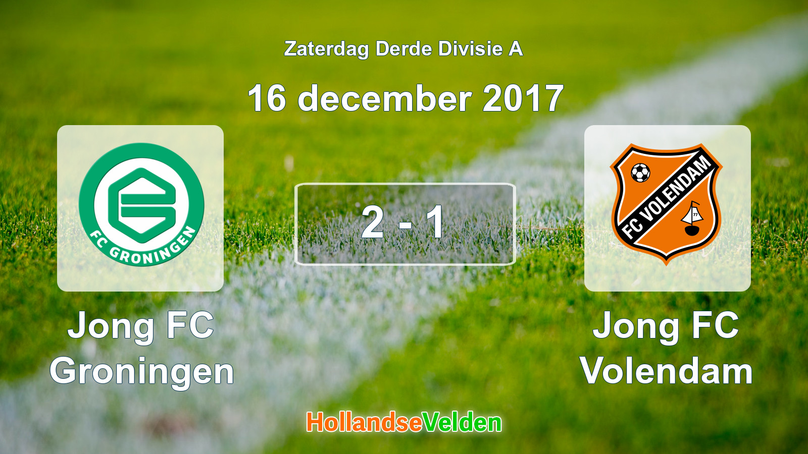 Gespeelde wedstrijd: Jong FC Groningen - Jong FC Volendam 2 - 1 (16 december 2017)