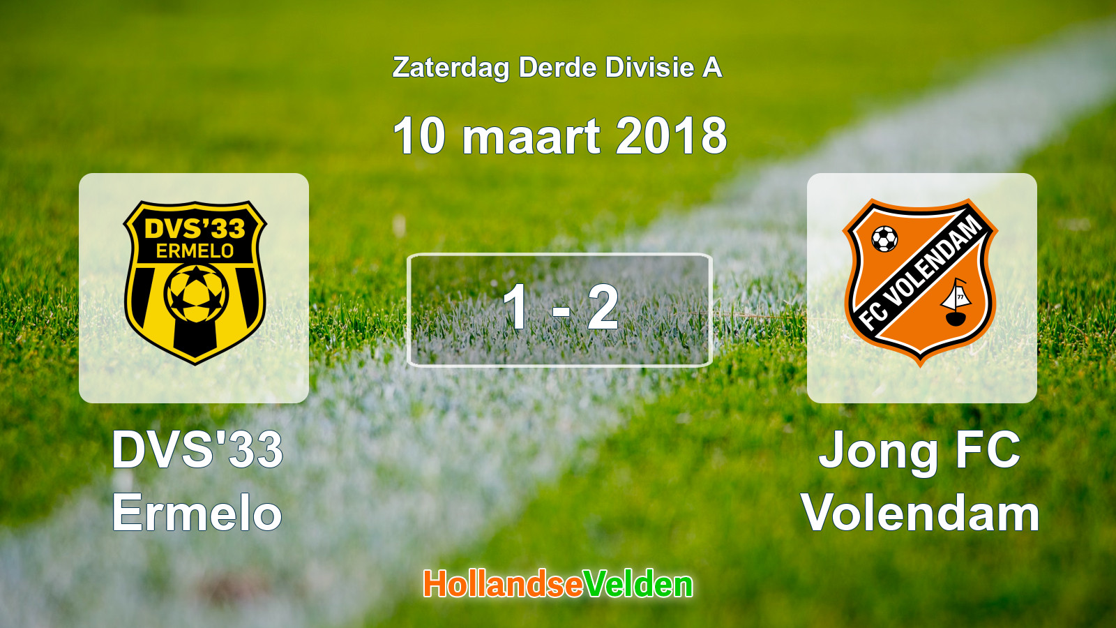 Gespeelde wedstrijd: DVS'33 Ermelo - Jong FC Volendam 1 - 2 (10 maart 2018)