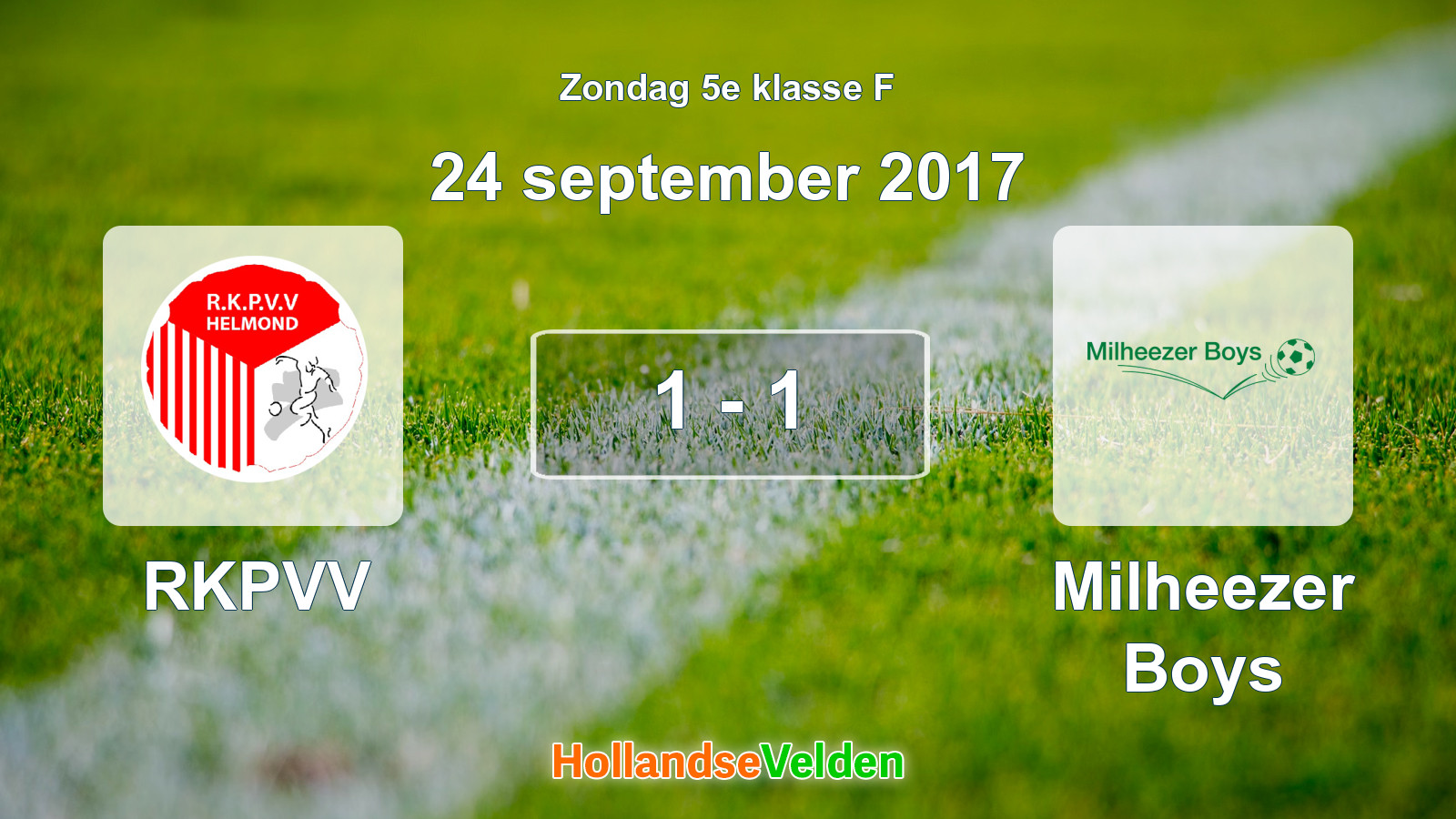 Gespeelde wedstrijd: RKPVV - Milheezer Boys 1 - 1 (24 september 2017)