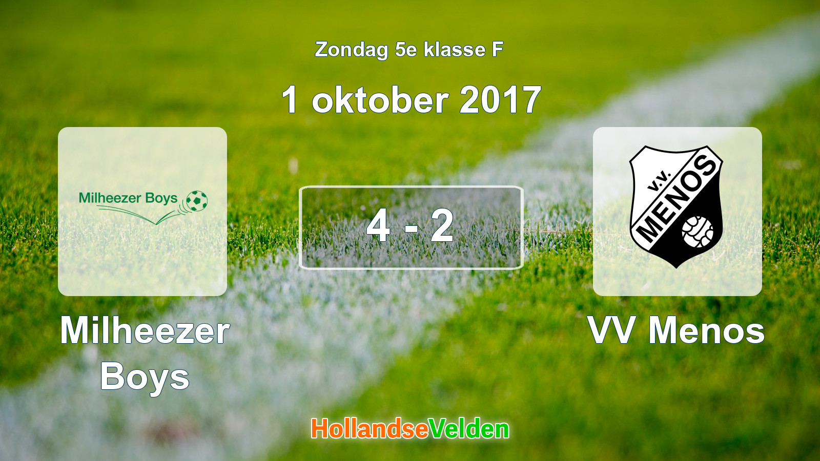 Gespeelde wedstrijd: Milheezer Boys - VV Menos 4 - 2 (1 oktober 2017)