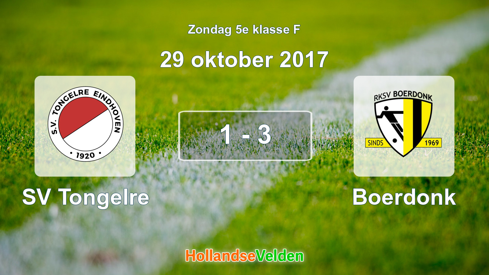 Gespeelde wedstrijd: SV Tongelre - Boerdonk 1 - 3 (29 oktober 2017)