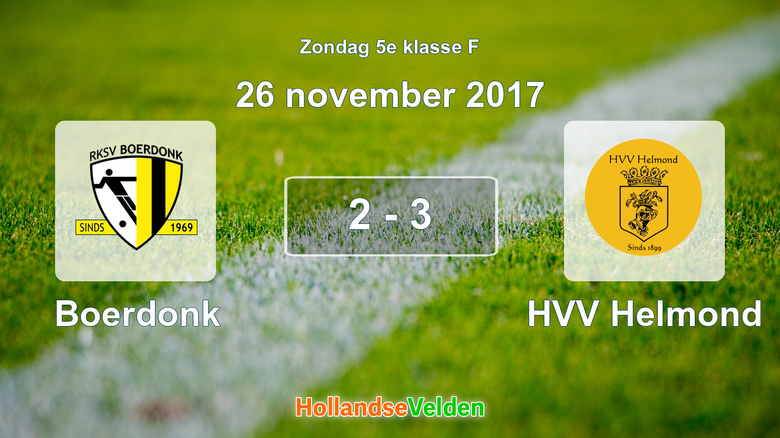 Gespeelde wedstrijd: Boerdonk - HVV Helmond 2 - 3 (26 november 2017)