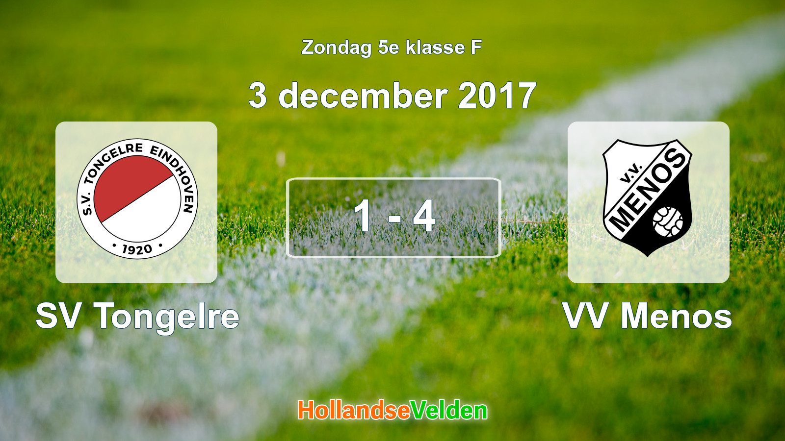 Gespeelde wedstrijd: SV Tongelre - VV Menos 1 - 4 (3 december 2017)