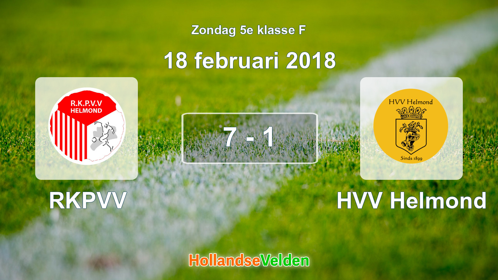 Gespeelde wedstrijd: RKPVV - HVV Helmond 7 - 1 (18 februari 2018)