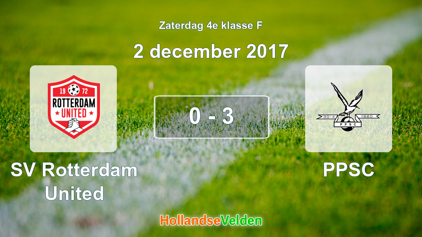 Gespeelde wedstrijd: SV Rotterdam United - PPSC 0 - 3 (2 december 2017)