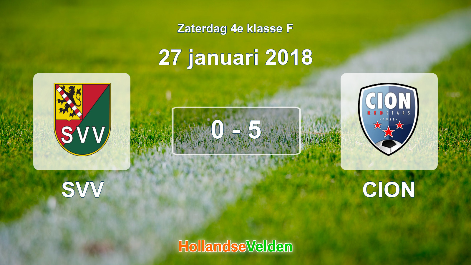 Gespeelde wedstrijd: SVV - CION 0 - 5 (27 januari 2018)