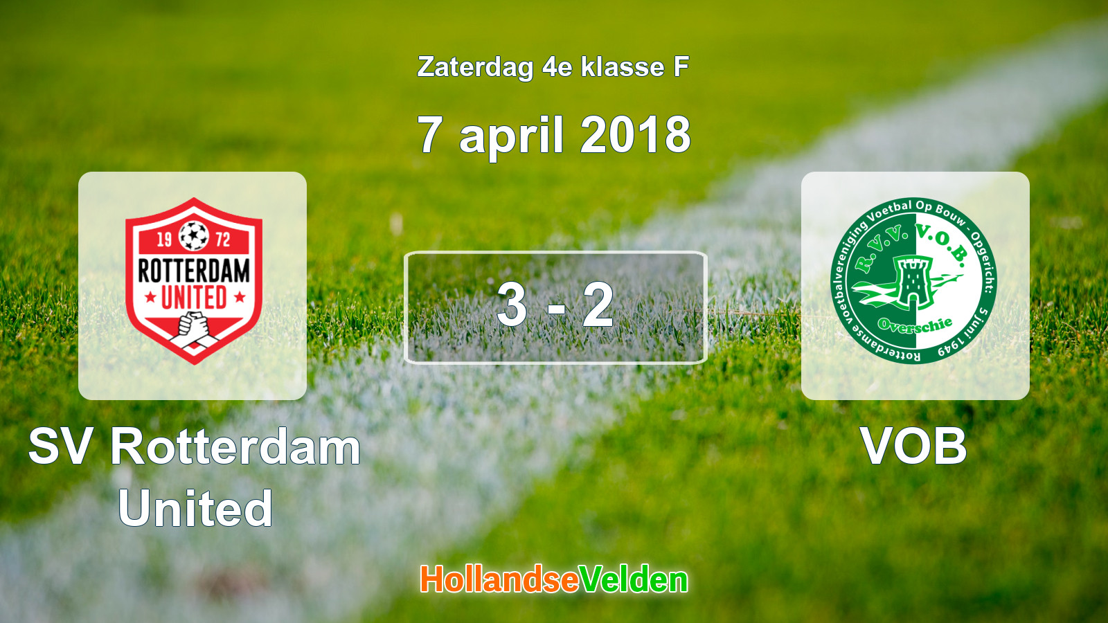 Gespeelde wedstrijd: SV Rotterdam United - VOB 3 - 2 (7 april 2018)