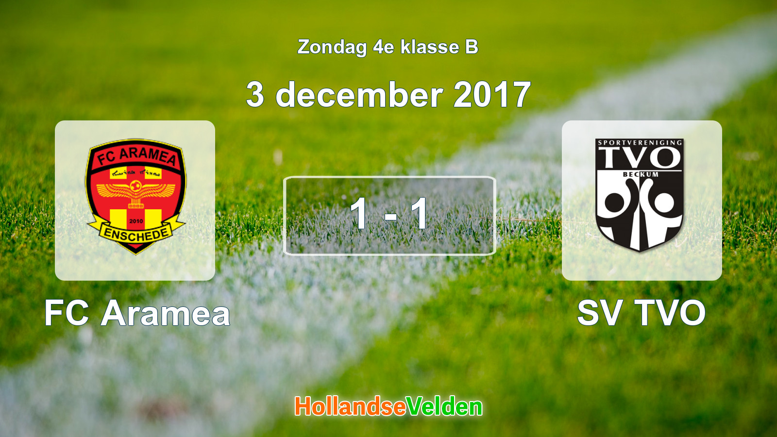 Gespeelde wedstrijd: FC Aramea - SV TVO 1 - 1 (3 december 2017)