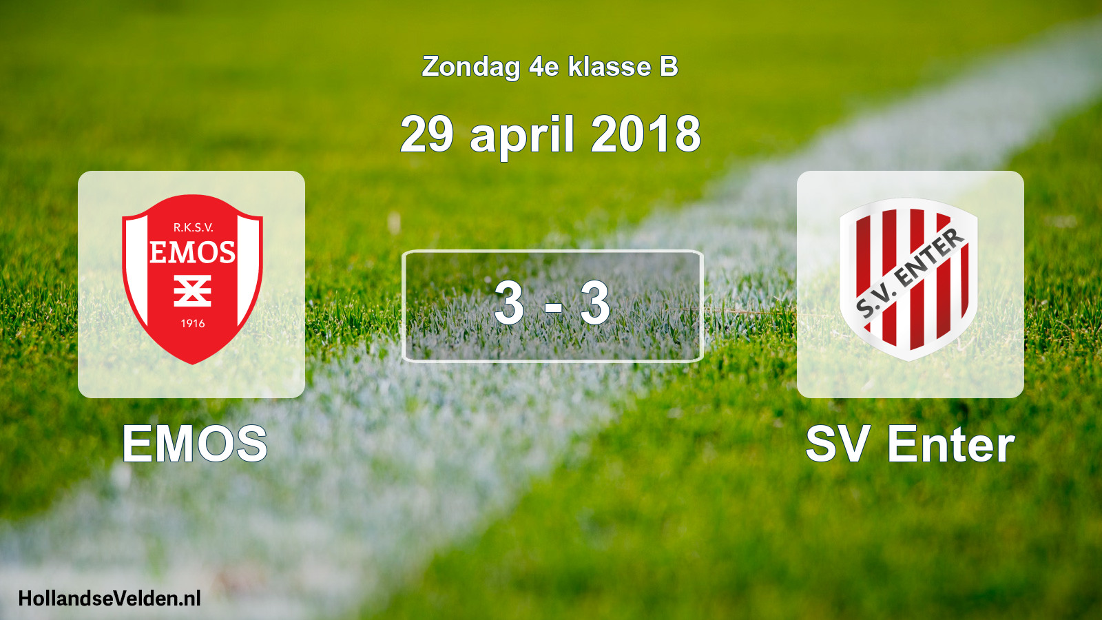 Gespeelde wedstrijd: EMOS - SV Enter 3 - 3 (29 april 2018)