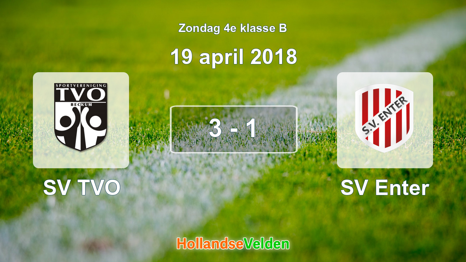 Gespeelde wedstrijd: SV TVO - SV Enter 3 - 1 (19 april 2018)