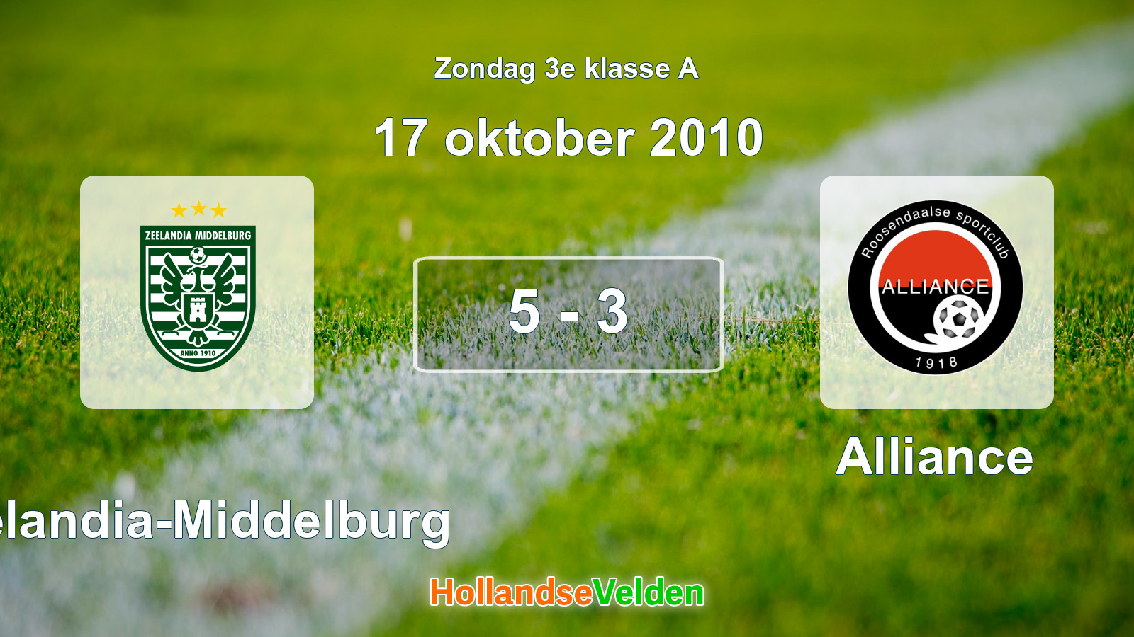 Gespeelde wedstrijd: Zeelandia-Middelburg - Alliance 5 - 3 (17 oktober 2010)