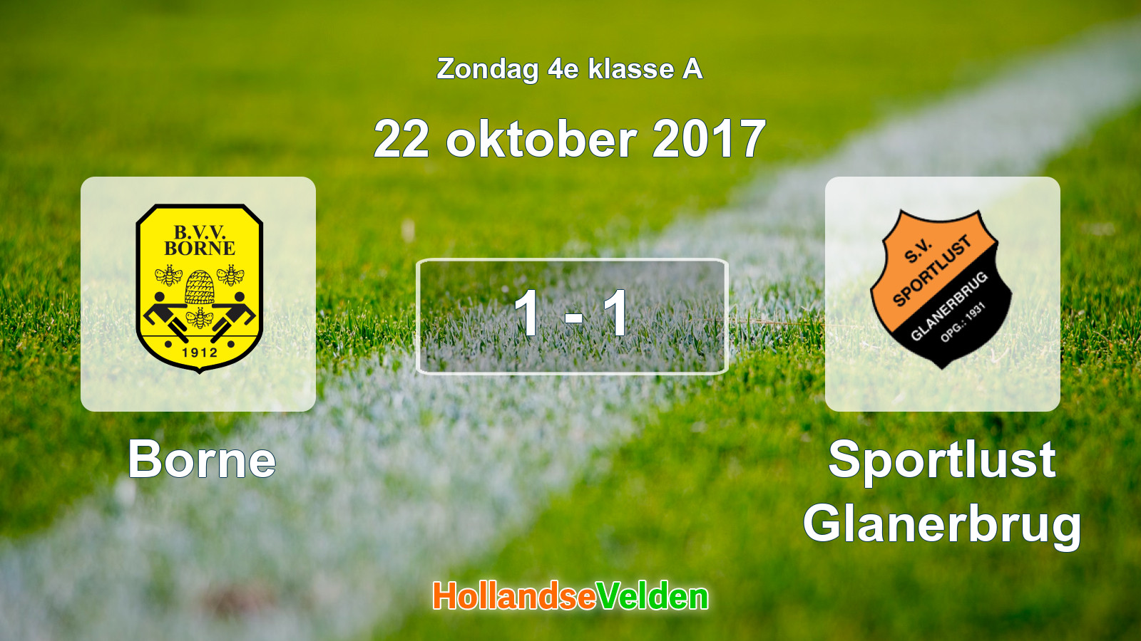 Gespeelde wedstrijd: Borne - Sportlust Glanerbrug 1 - 1 (22 oktober 2017)