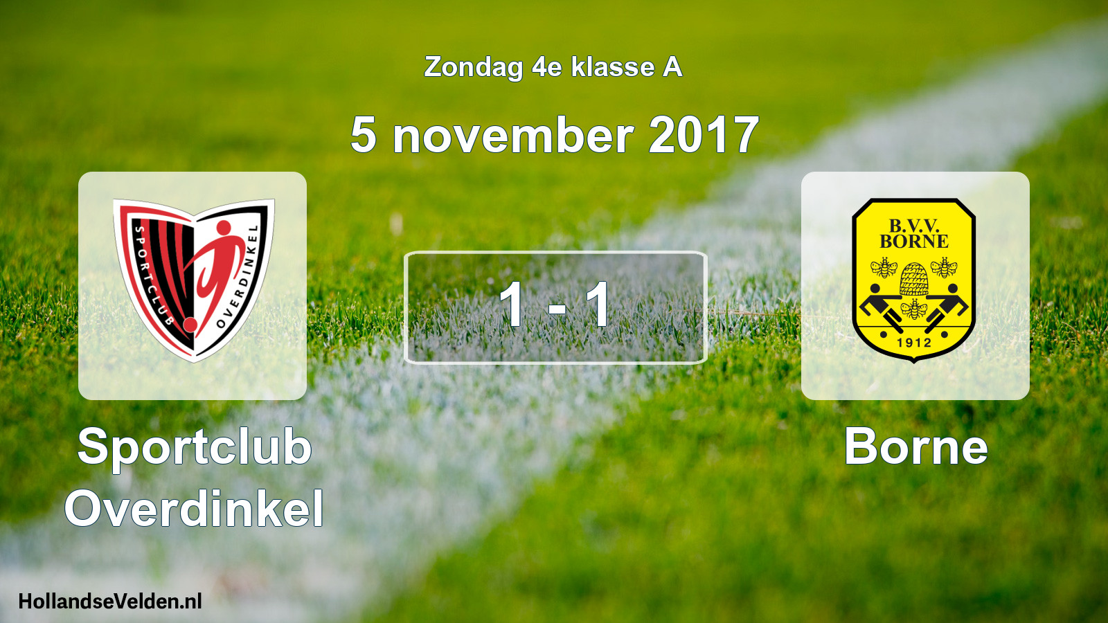 Gespeelde wedstrijd: Sportclub Overdinkel - Borne 1 - 1 (5 november 2017)