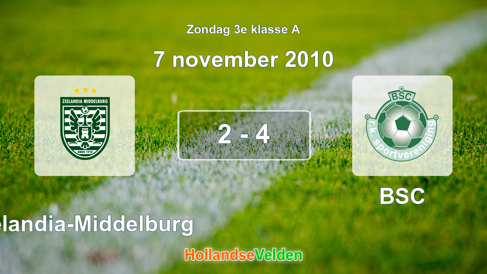 Gespeelde wedstrijd: Zeelandia-Middelburg - BSC 2 - 4 (7 november 2010)