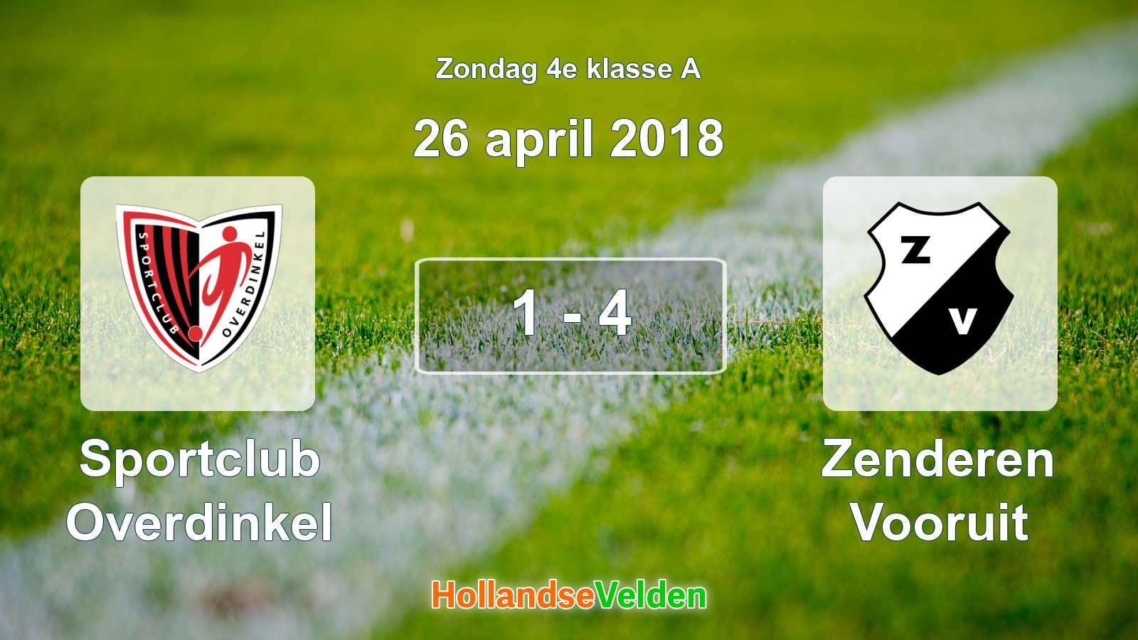 Gespeelde wedstrijd: Sportclub Overdinkel - Zenderen Vooruit 1 - 4 (26 april 2018)