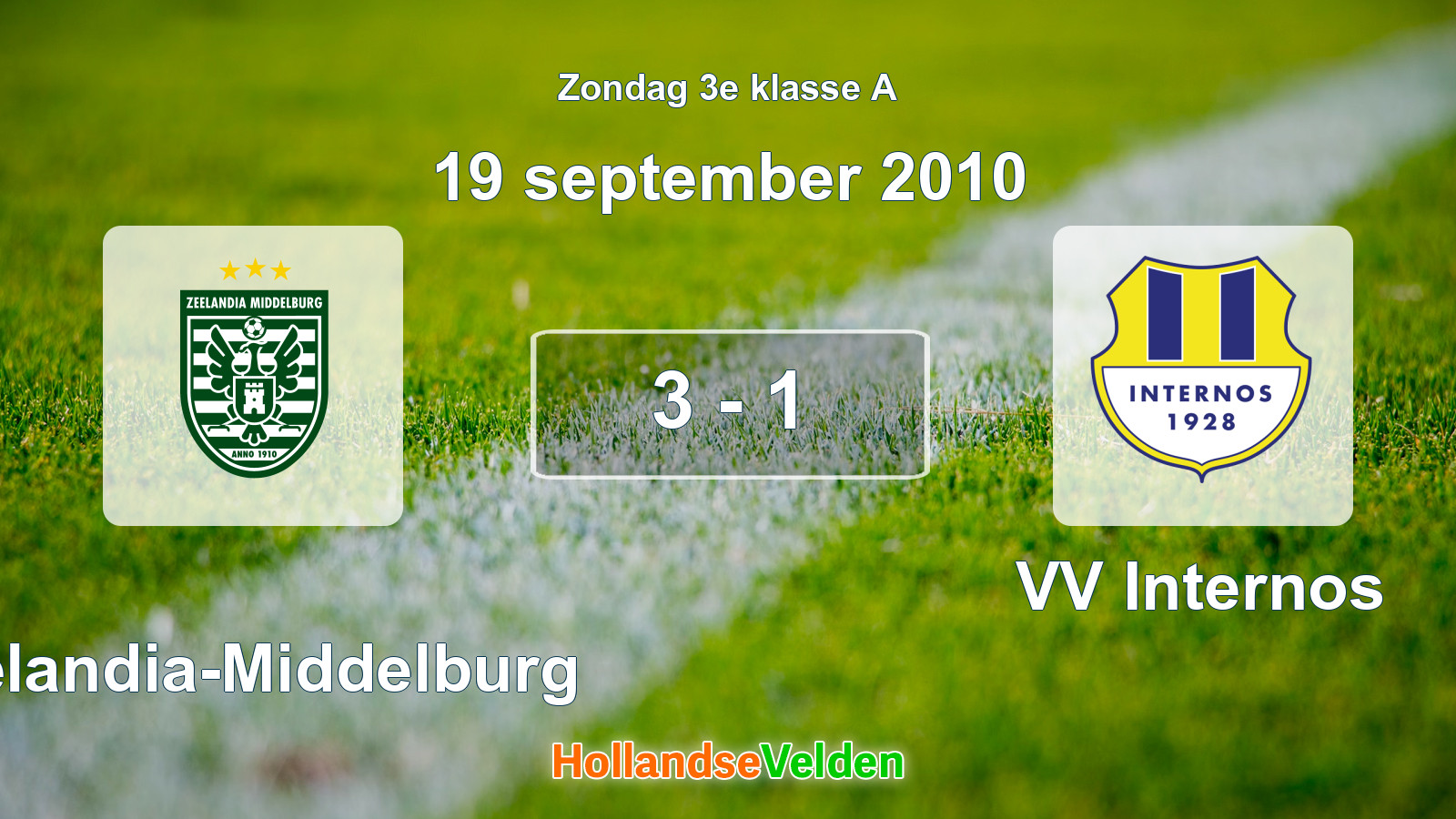 Gespeelde wedstrijd: Zeelandia-Middelburg - VV Internos 3 - 1 (19 september 2010)
