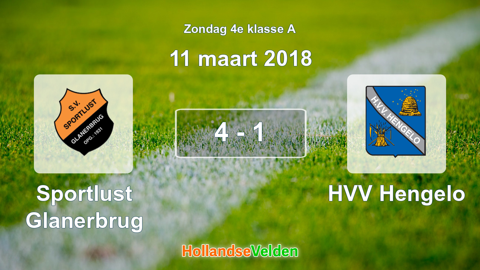 Gespeelde wedstrijd: Sportlust Glanerbrug - HVV Hengelo 4 - 1 (11 maart 2018)