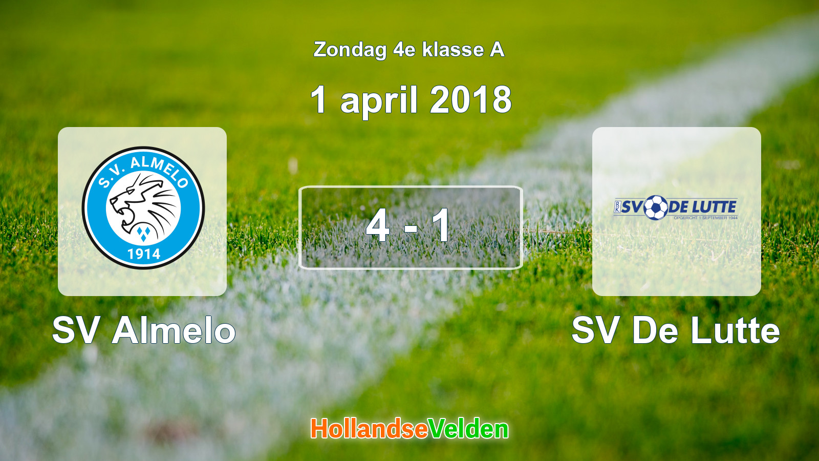 Gespeelde wedstrijd: SV Almelo - SV De Lutte 4 - 1 (1 april 2018)