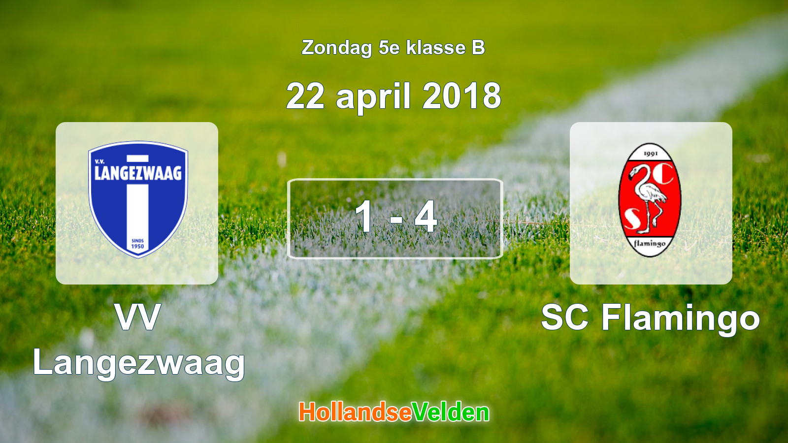 Gespeelde wedstrijd: VV Langezwaag - SC Flamingo 1 - 4 (22 april 2018)