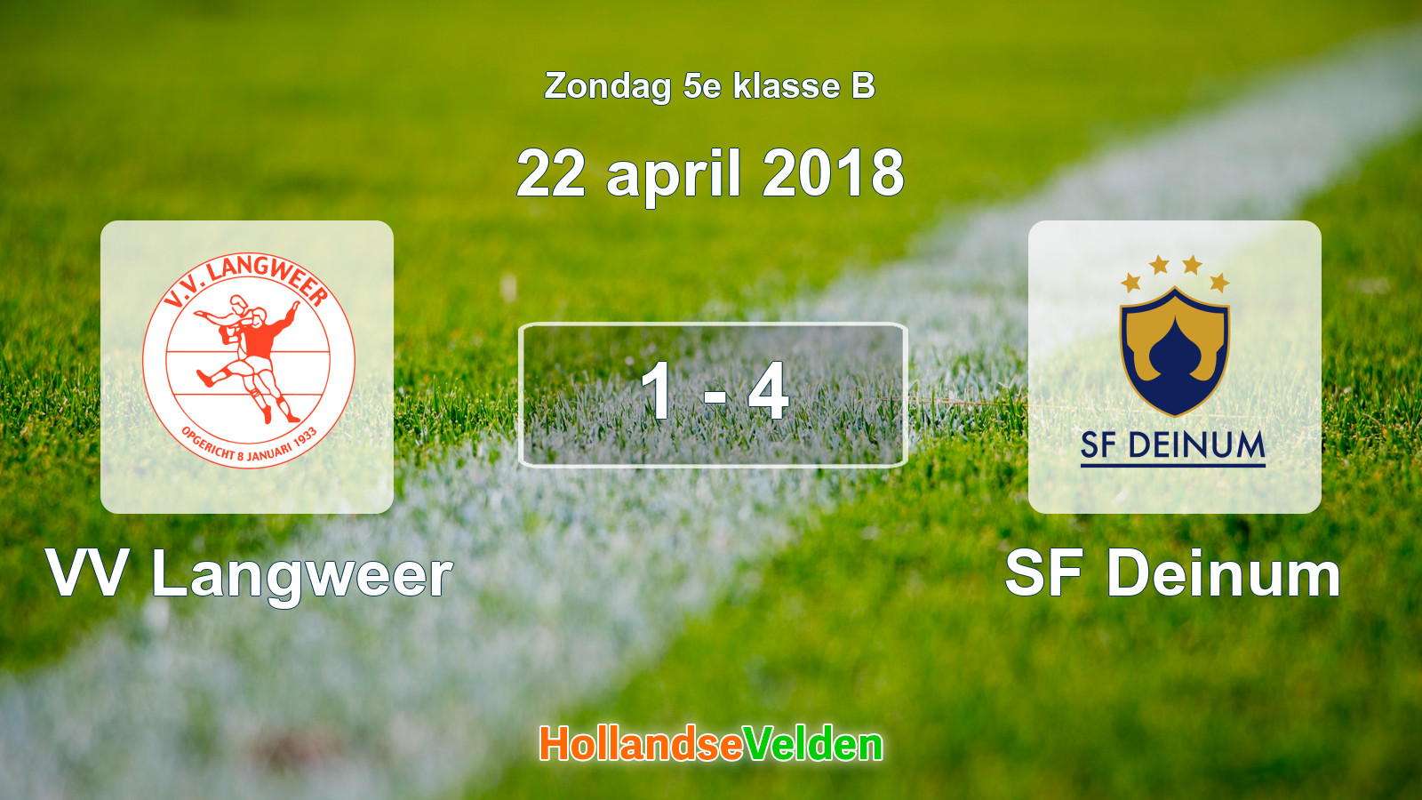 Gespeelde wedstrijd: VV Langweer - SF Deinum 1 - 4 (22 april 2018)