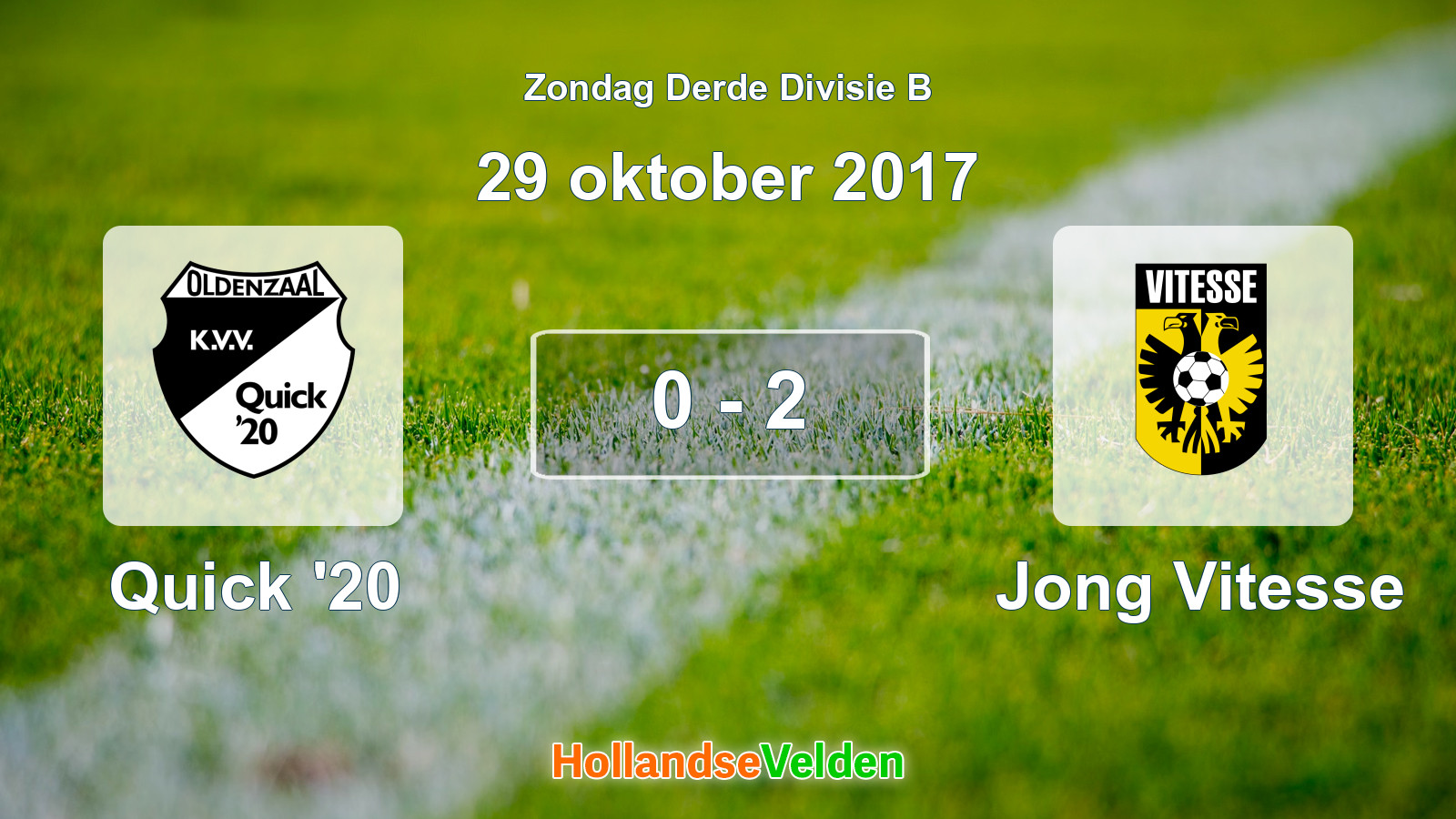 Gespeelde wedstrijd: Quick '20 - Jong Vitesse 0 - 2 (29 oktober 2017)