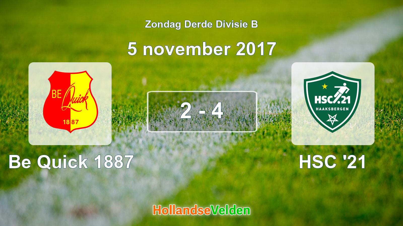 Gespeelde wedstrijd: Be Quick 1887 - HSC '21 2 - 4 (5 november 2017)