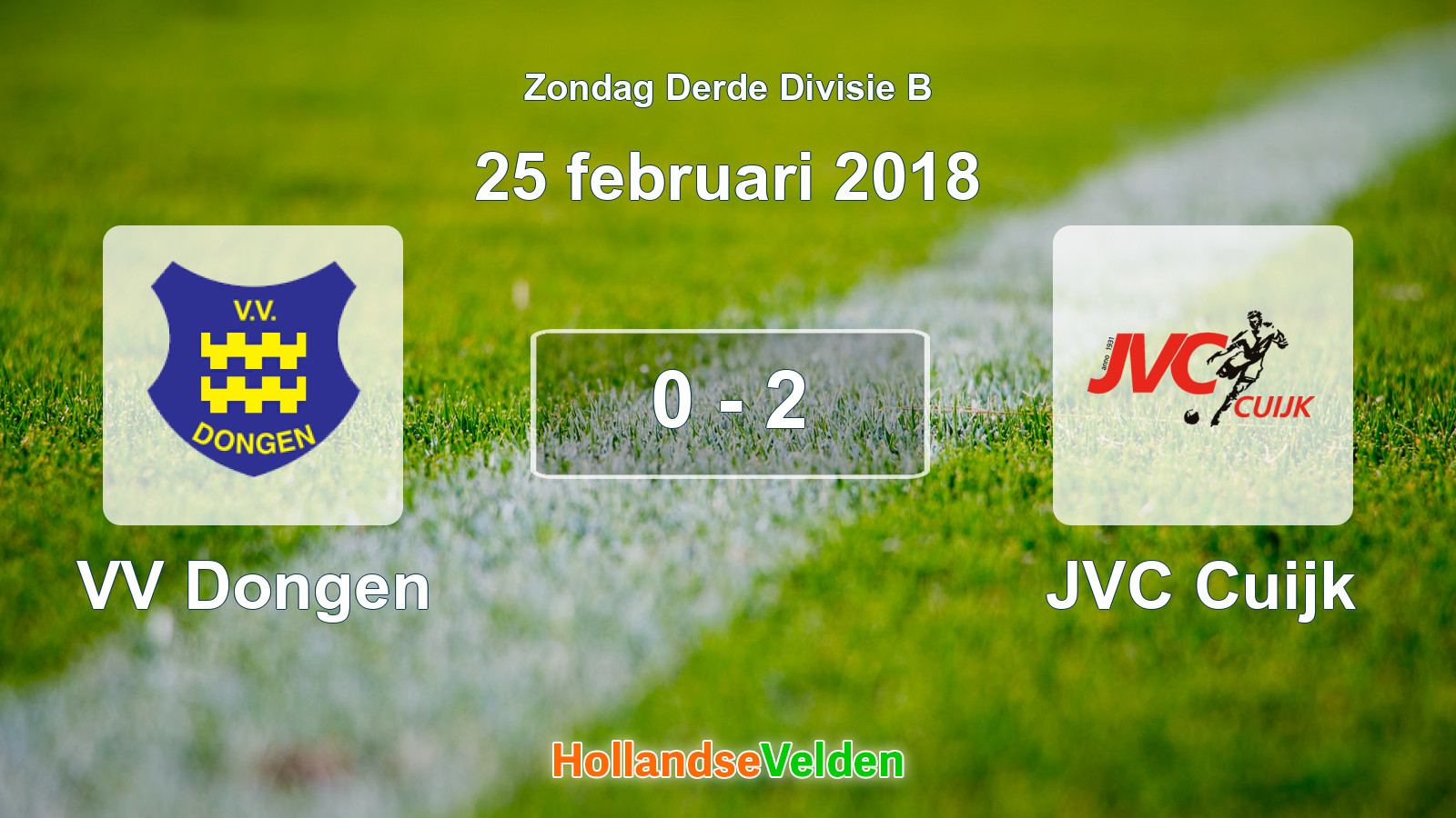 Gespeelde wedstrijd: VV Dongen - JVC Cuijk 0 - 2 (25 februari 2018)