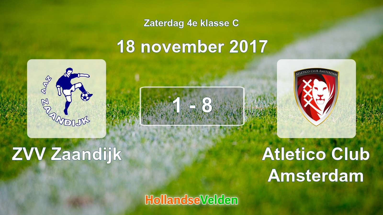 Gespeelde wedstrijd: ZVV Zaandijk - Atletico Club Amsterdam 1 - 8 (18 november 2017)