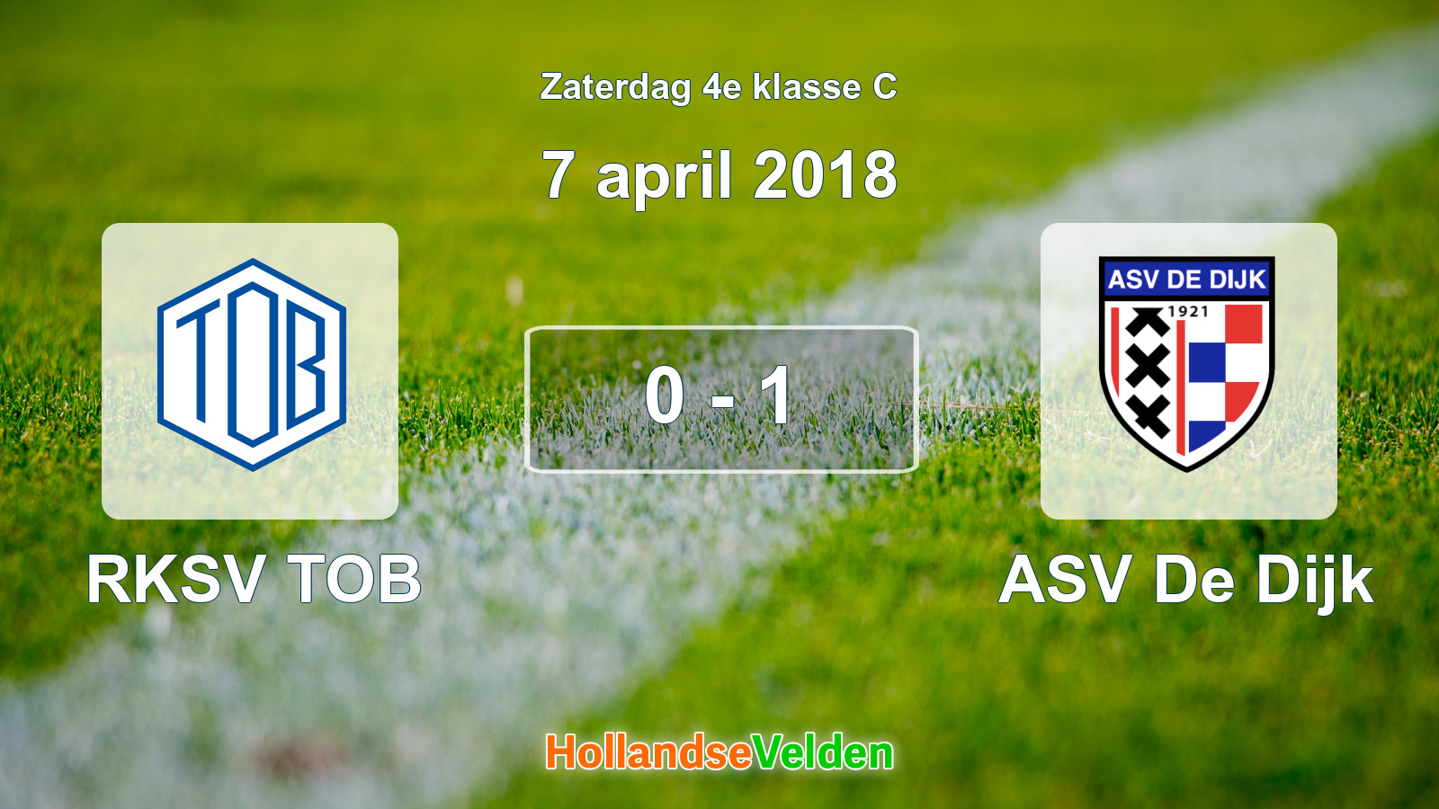 Gespeelde wedstrijd: RKSV TOB - ASV De Dijk 0 - 1 (7 april 2018)