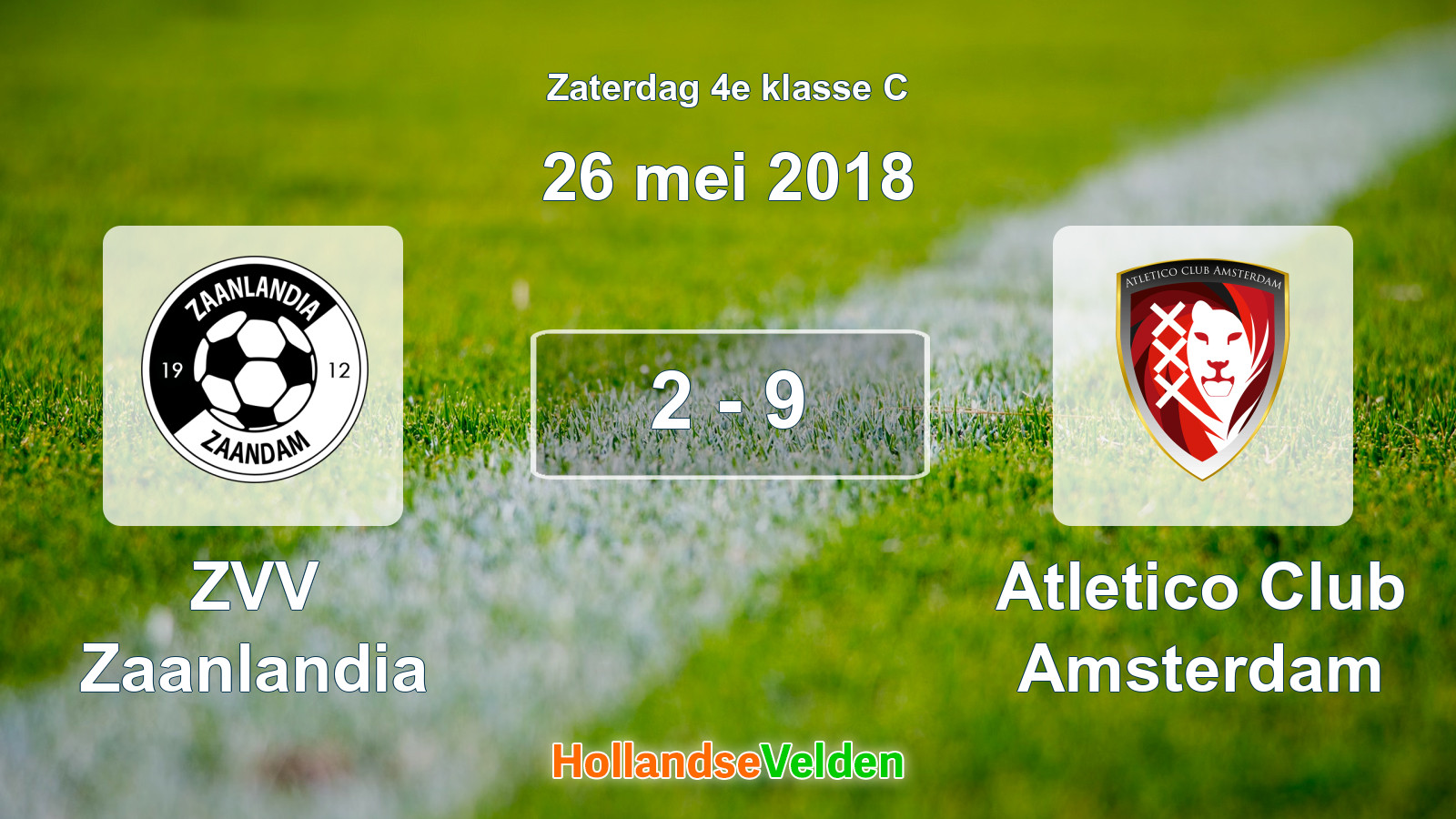 Gespeelde wedstrijd: ZVV Zaanlandia - Atletico Club Amsterdam 2 - 9 (26 mei 2018)