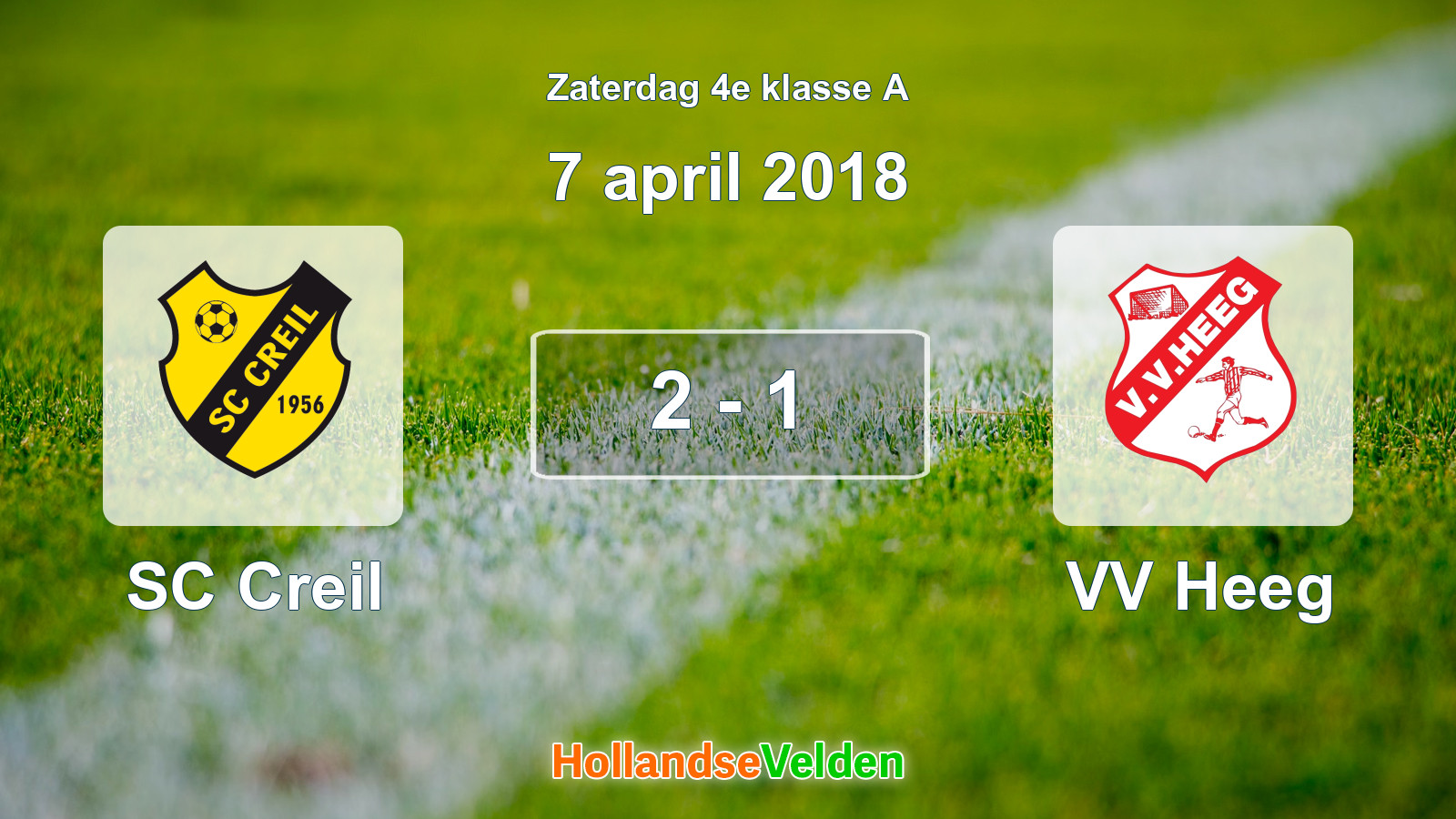 Gespeelde wedstrijd: SC Creil - VV Heeg 2 - 1 (7 april 2018)