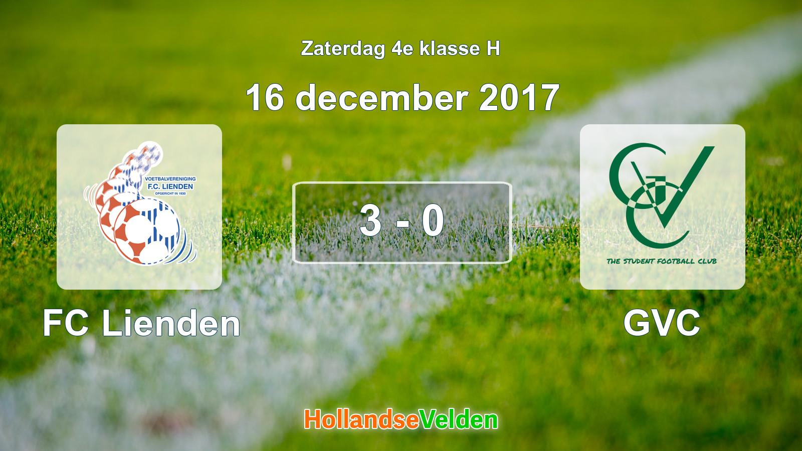 Gespeelde wedstrijd: FC Lienden - GVC 3 - 0 (16 december 2017)