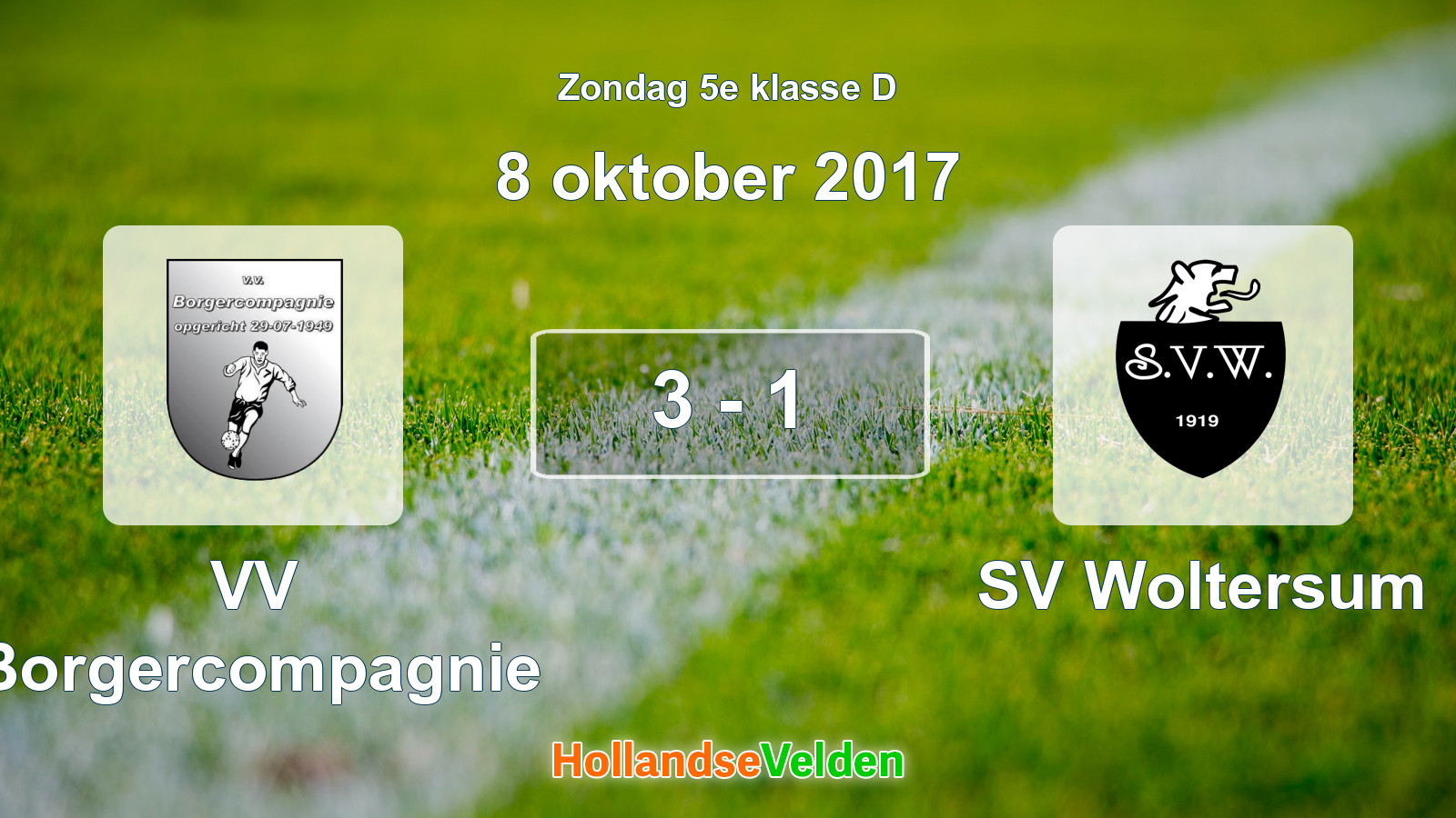 Gespeelde wedstrijd: VV Borgercompagnie - SV Woltersum 3 - 1 (8 oktober 2017)