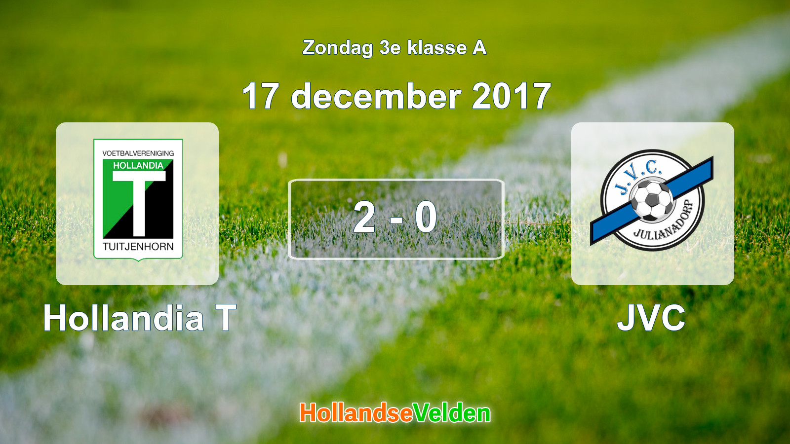 Gespeelde wedstrijd: Hollandia T - JVC 2 - 0 (17 december 2017)
