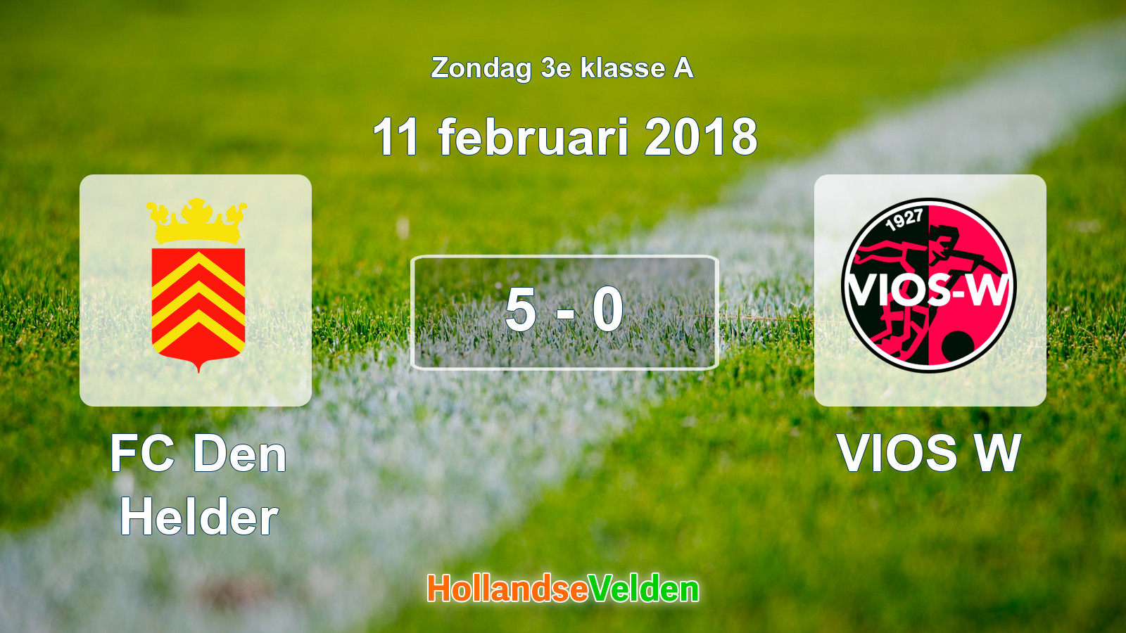Gespeelde wedstrijd: FC Den Helder - VIOS W 5 - 0 (11 februari 2018)