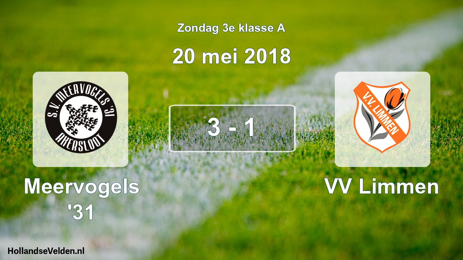 Gespeelde wedstrijd: Meervogels '31 - VV Limmen 3 - 1 (20 mei 2018)