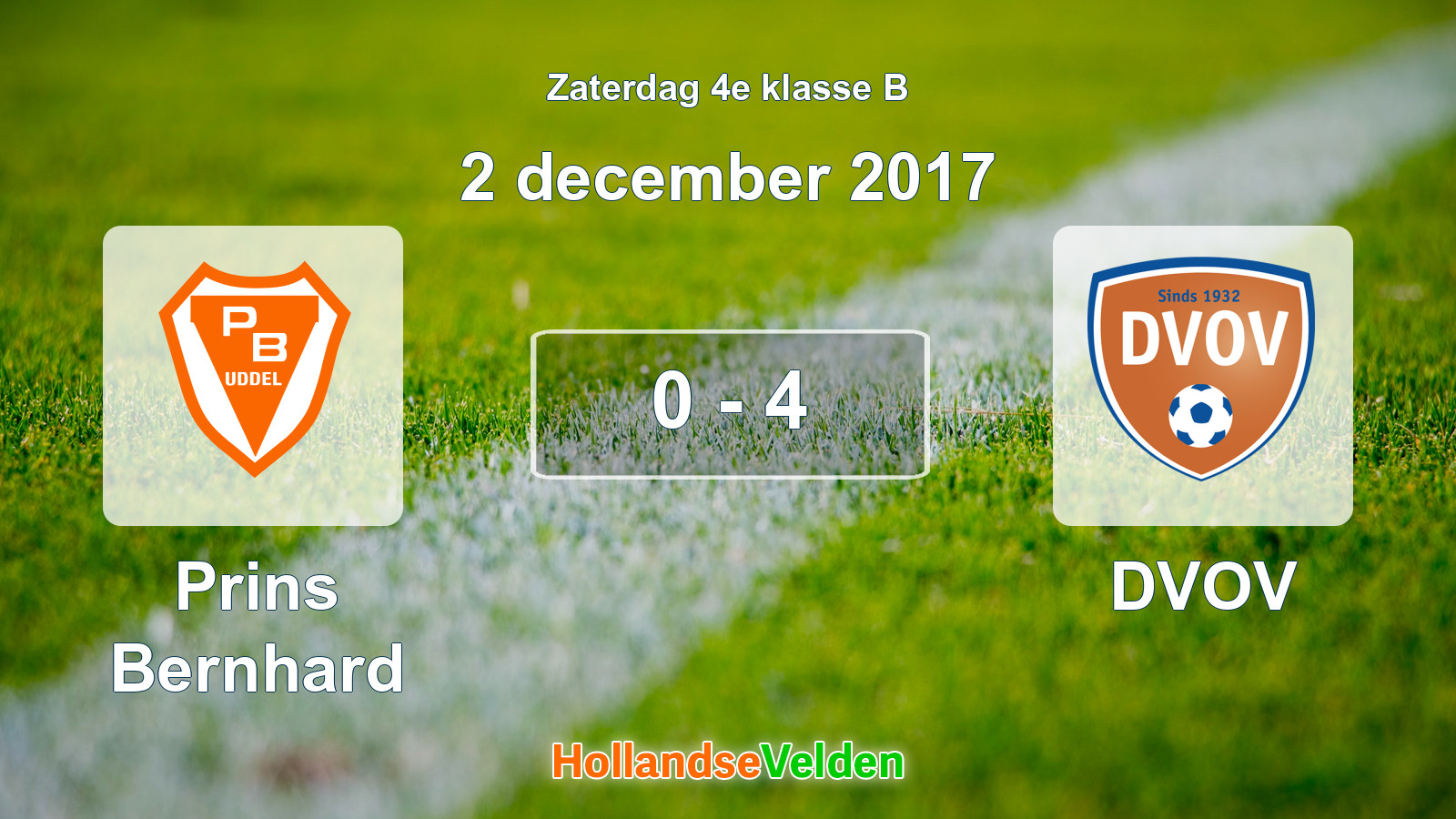 Gespeelde wedstrijd: Prins Bernhard - DVOV 0 - 4 (2 december 2017)