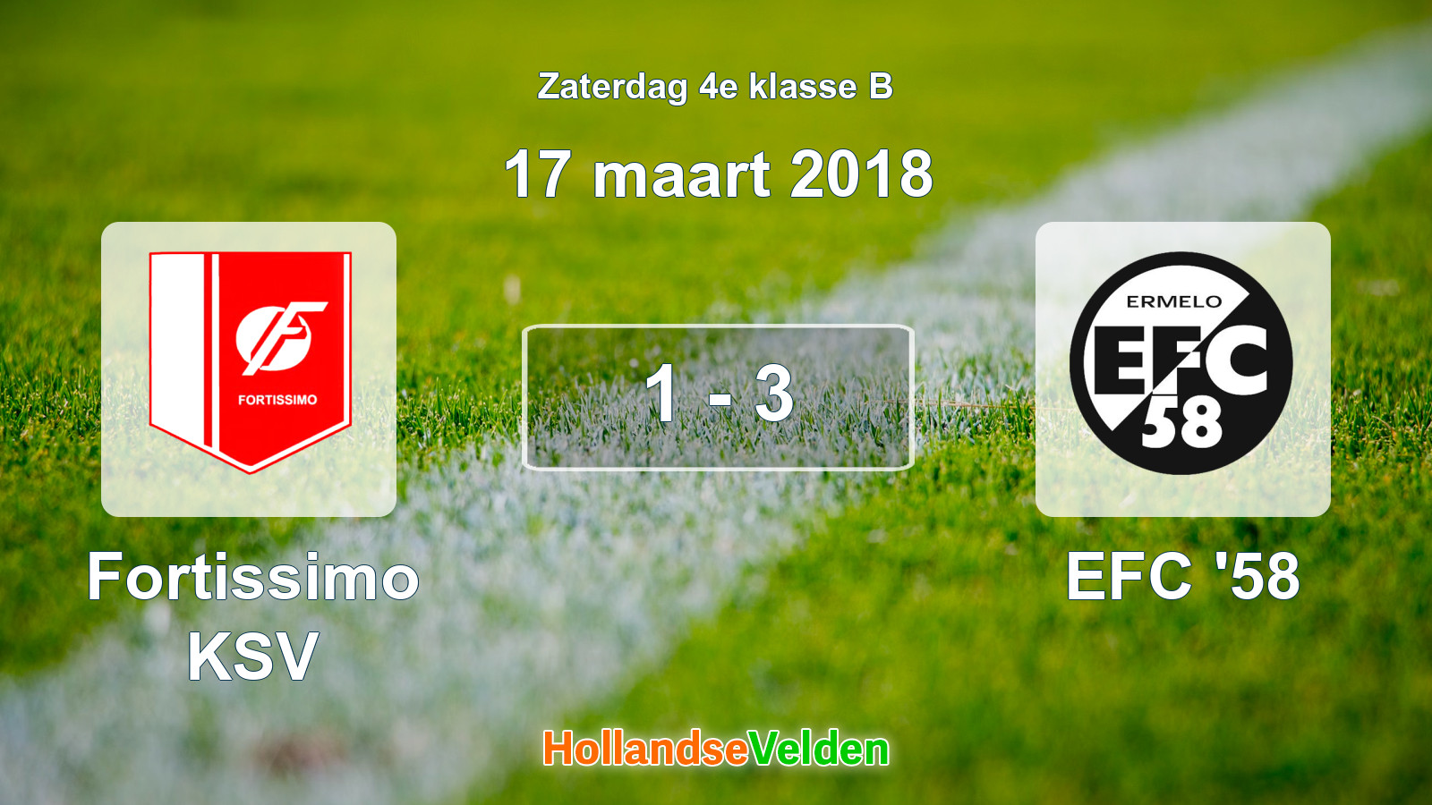 Gespeelde wedstrijd: Fortissimo KSV - EFC '58 1 - 3 (17 maart 2018)