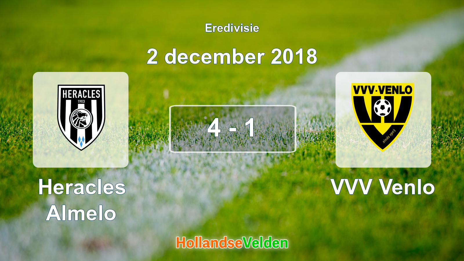 Gespeelde wedstrijd: Heracles Almelo - VVV Venlo 4 - 1 (2 december 2018)