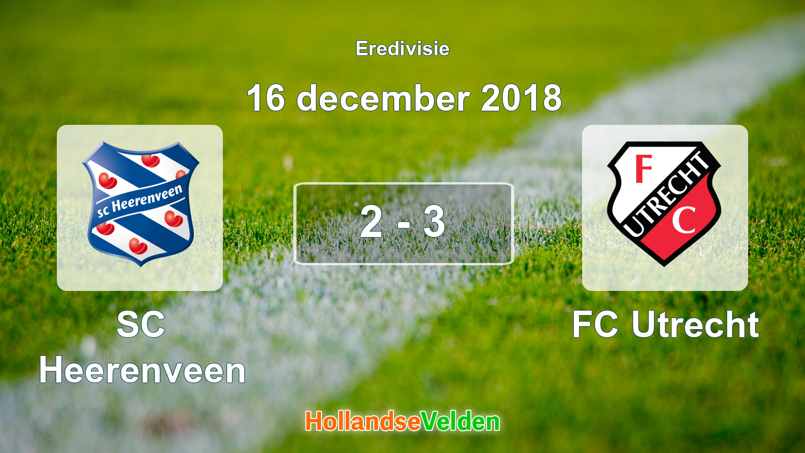 Gespeelde wedstrijd: SC Heerenveen - FC Utrecht 2 - 3 (16 december 2018)