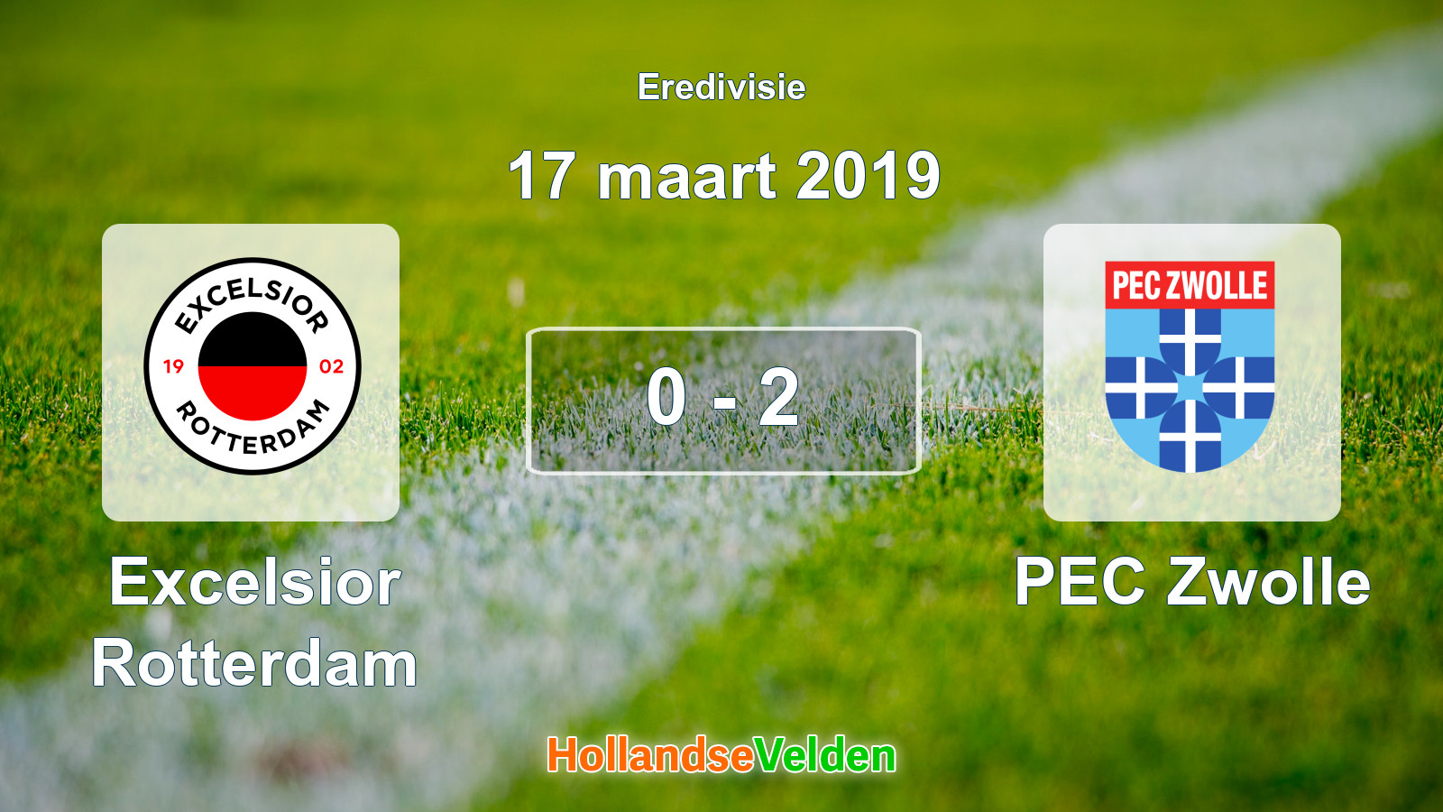 Gespeelde wedstrijd: Excelsior Rotterdam - PEC Zwolle 0 - 2 (17 maart 2019)