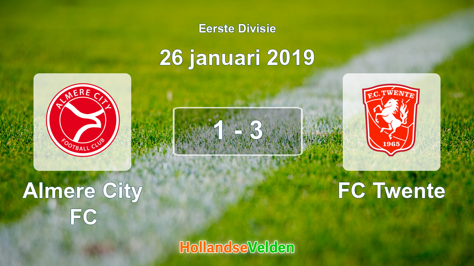 Gespeelde wedstrijd: Almere City FC - FC Twente 1 - 3 (26 januari 2019)