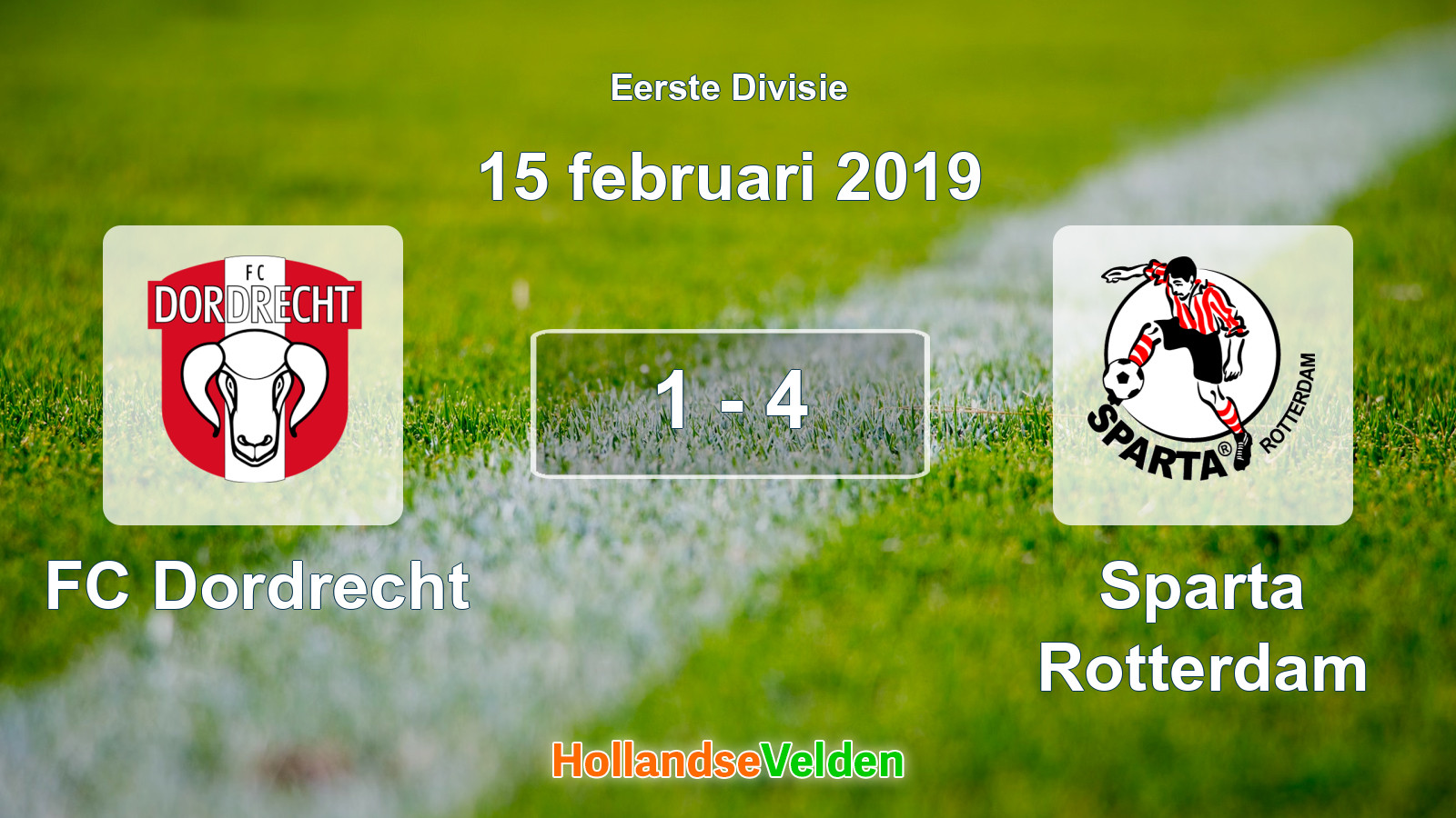 Gespeelde wedstrijd: FC Dordrecht - Sparta Rotterdam 1 - 4 (15 februari 2019)