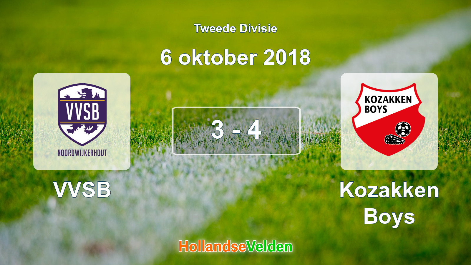Gespeelde wedstrijd: VVSB - Kozakken Boys 3 - 4 (6 oktober 2018)
