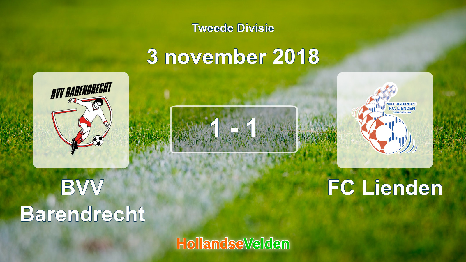 Gespeelde wedstrijd: BVV Barendrecht - FC Lienden 1 - 1 (3 november 2018)