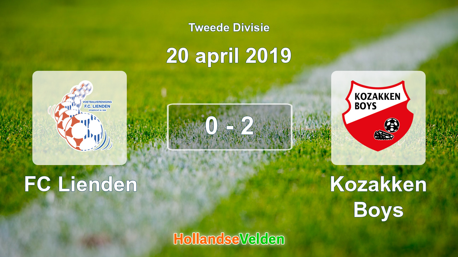 Gespeelde wedstrijd: FC Lienden - Kozakken Boys 0 - 2 (20 april 2019)