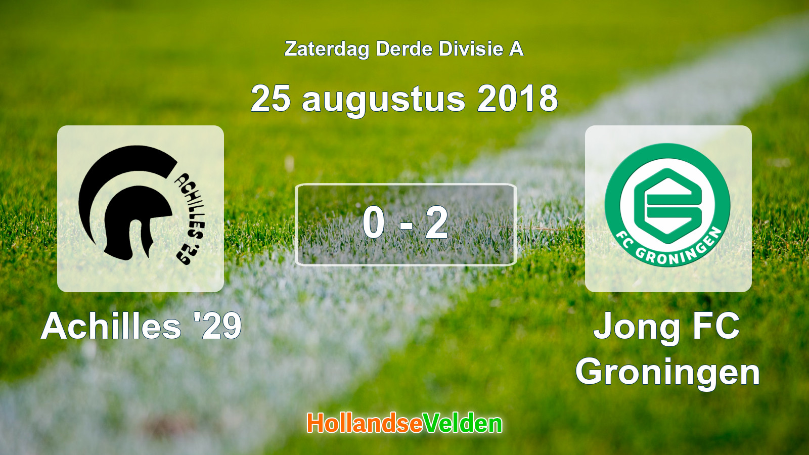 Gespeelde wedstrijd: Achilles '29 - Jong FC Groningen 0 - 2 (25 augustus 2018)