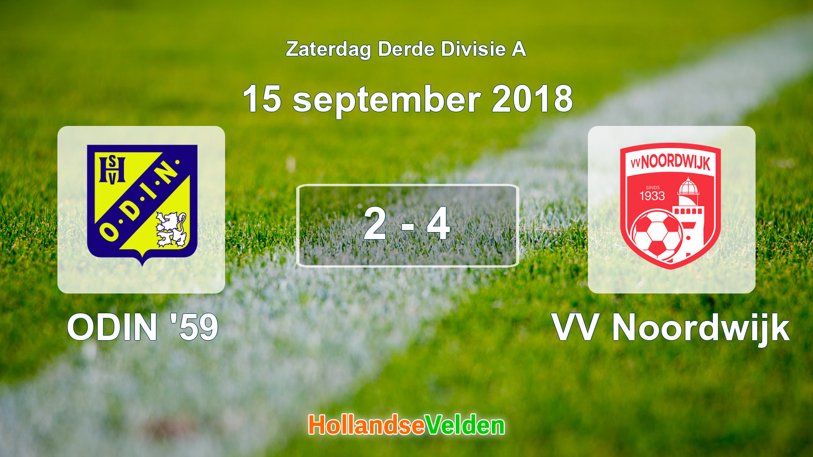 Gespeelde wedstrijd: ODIN '59 - VV Noordwijk 2 - 4 (15 september 2018)