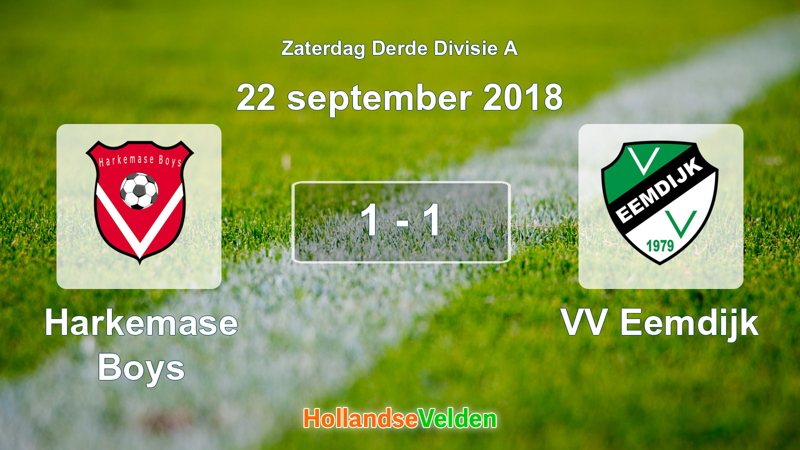 Gespeelde wedstrijd: Harkemase Boys - VV Eemdijk 1 - 1 (22 september 2018)